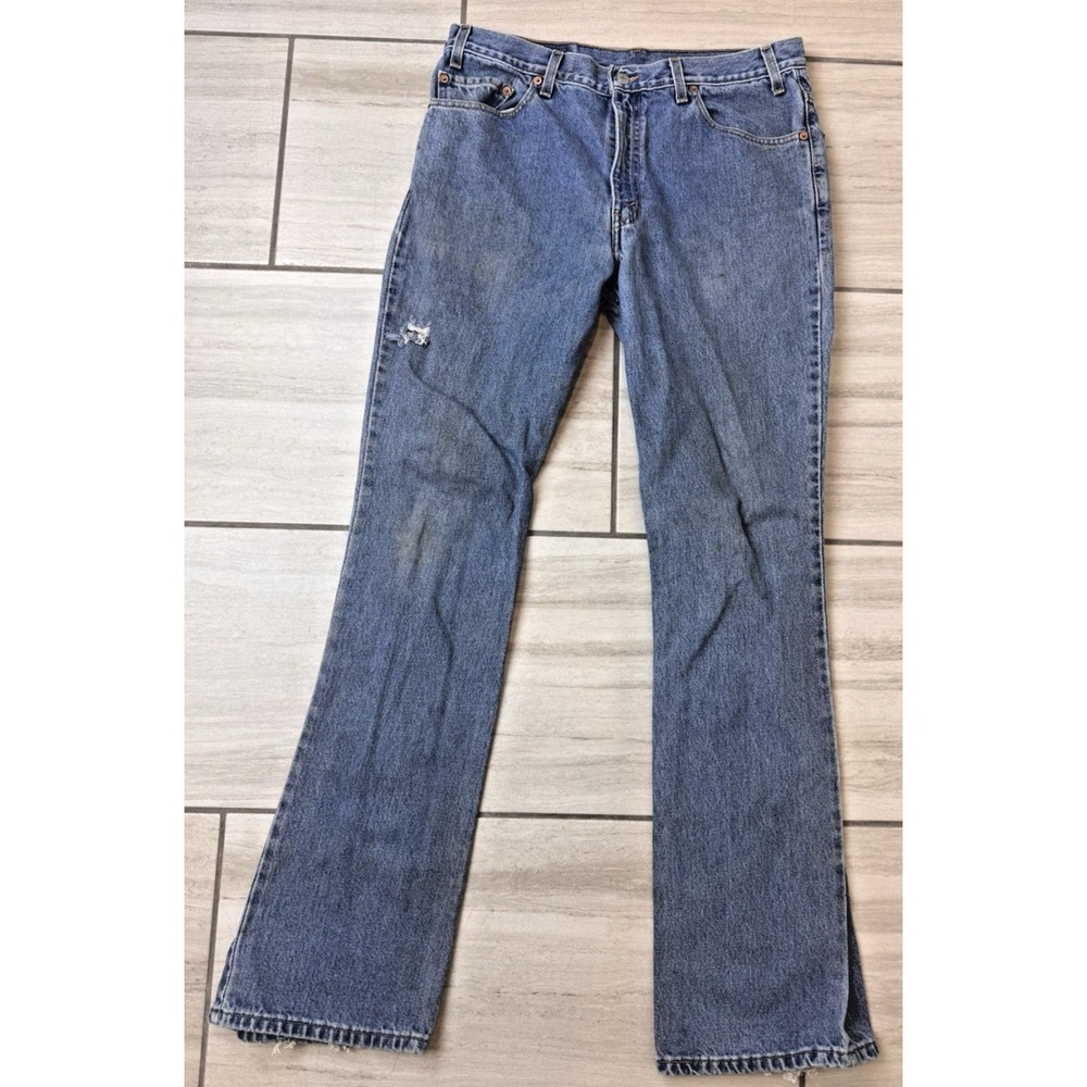 Levis 517 Bootcut Vintage Denim Blue Jeans Men's 36x34 Distressed Y2K *see